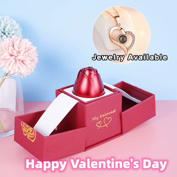 Hot Valentine'S Day Gifts Metal Rose Jewelry Gift Box Necklace for Wedding Girlfriend Necklace Gifts